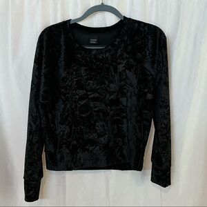 Free Press Black Velour Crewneck Shirt- Size Small